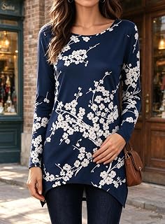 2025 Fall Fashion Color Gradient Tops for Women Long Sleeve Round Neck Shirt