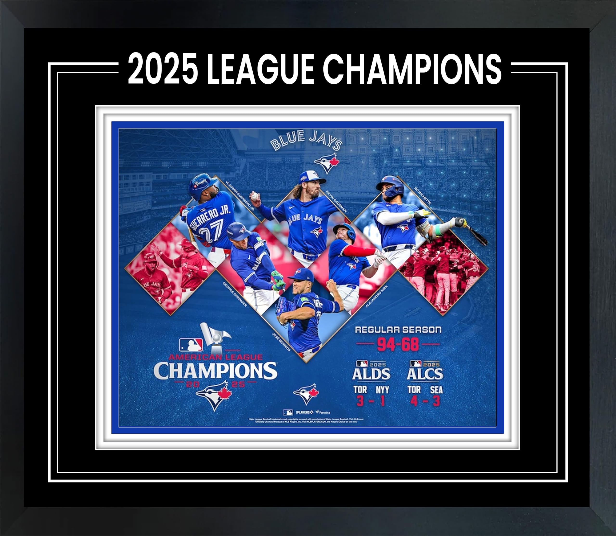 Frameworth Toronto Blue Jays 2025 AL Champions 17x15 Framed 8x10 Photo Collage T