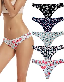 VOENXE Seamless Women Underwear Thongs,No Show Ladies Panties,Breathable