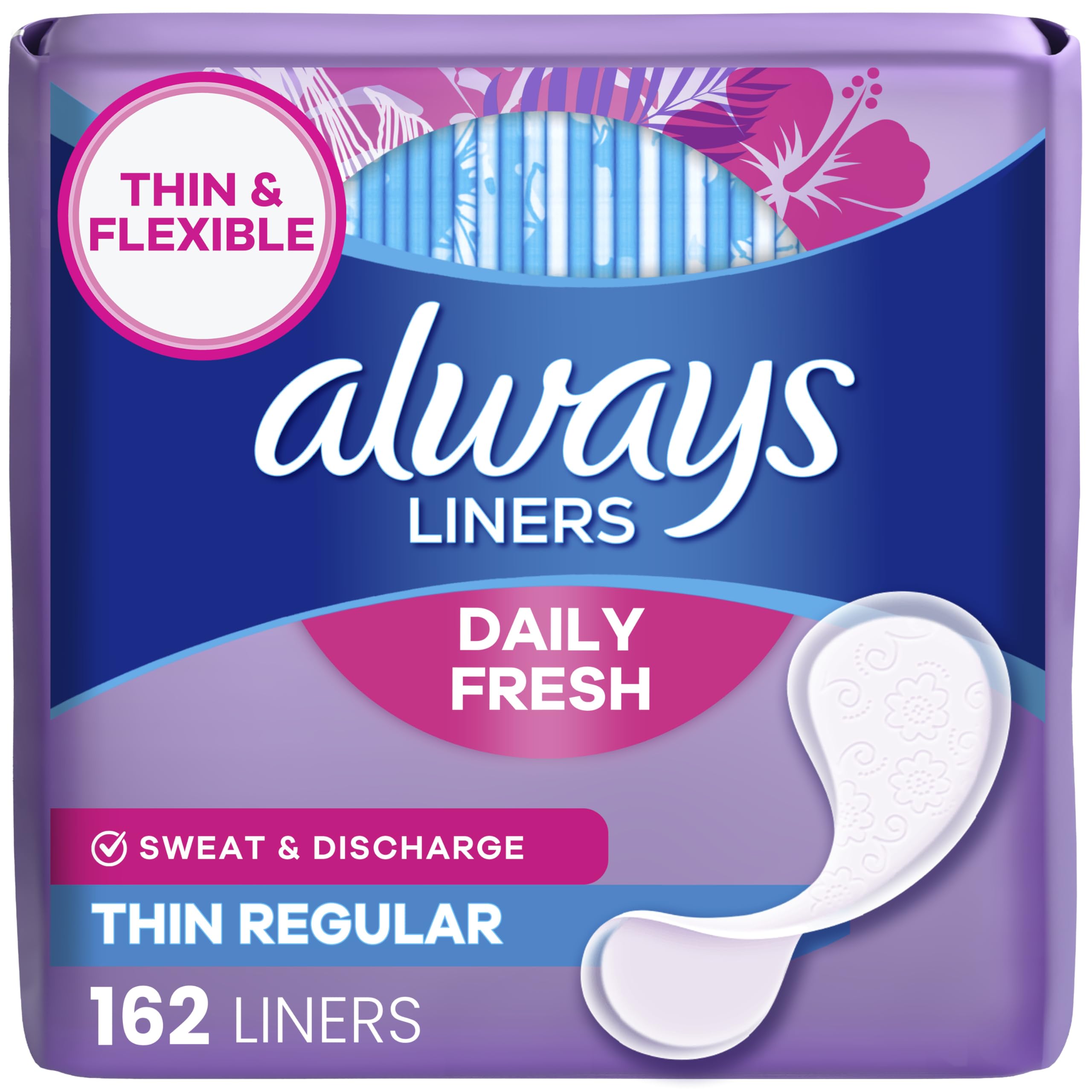 Always Panty Liners for Women Thin No Feel Protection Daily Liners, Regular, Uns