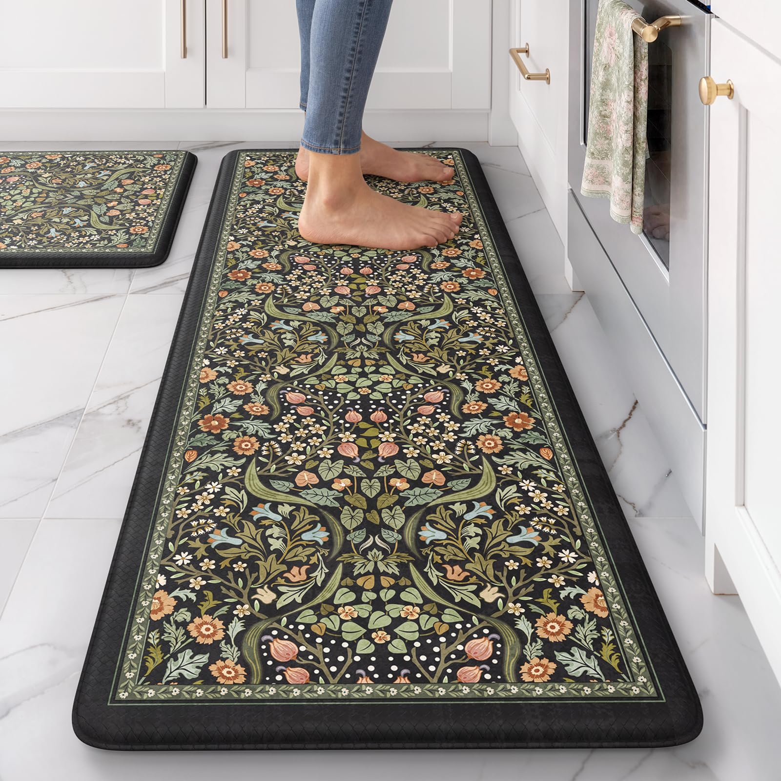Collive Kitchen Mats for Floor, Kitchen Rugs Sets of 2 Non Slip Washable | Kitch