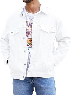Bindefon Men's Trucker Style Denim Jacket Unlined Denim Jacket Casual Jacket for Spring and Autumn