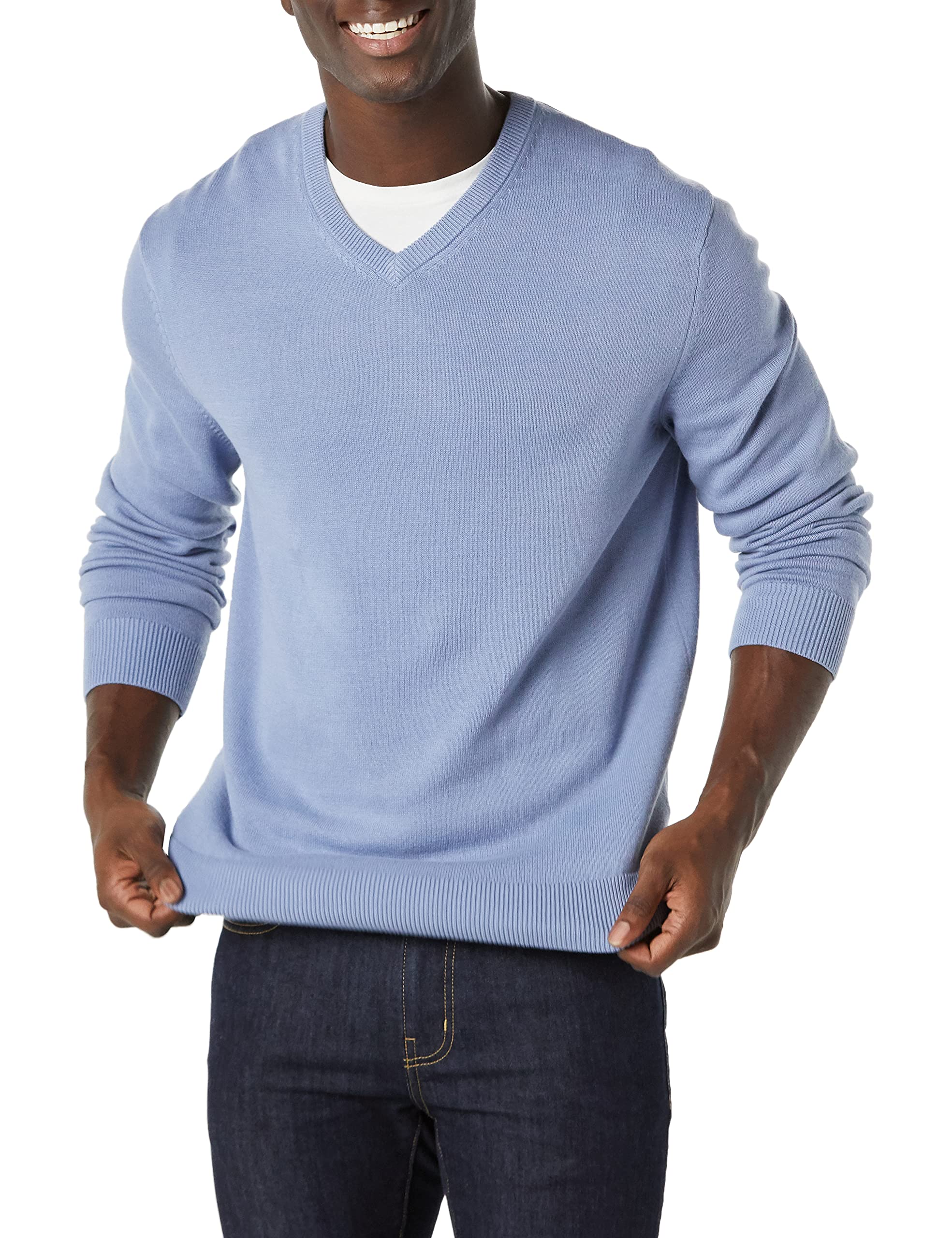 Amazon Essentials Men's Regular Fit Cotton V-Neck Pullover Sweater (Available in