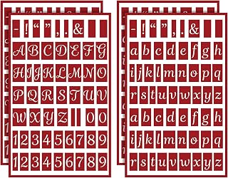 Forrafun 4 Pcs Glass Etching Stencils, Capital Alphabet, Numbers | Self-Stick Old English Letter Templates for Wood Burning &amp; Engraving, Monogram Stencils for Glass DIY Crafts