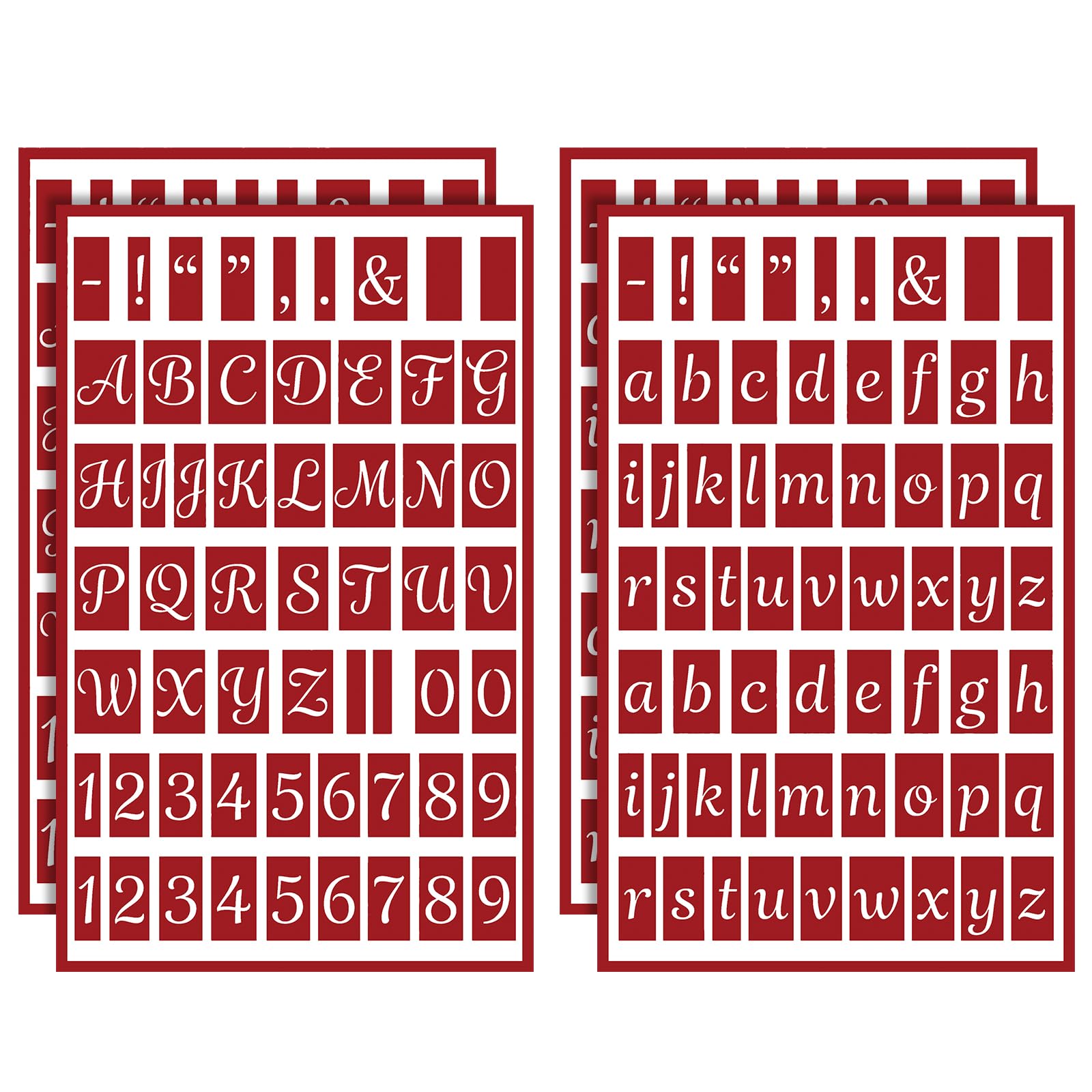 Forrafun 4 Pcs Glass Etching Stencils, Capital Alphabet, Numbers | Self-Stick Ol