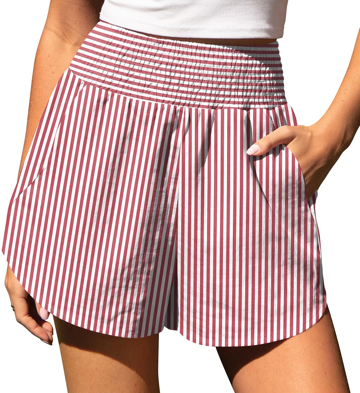 TARSE Women's Gingham Linen Shorts with Pockets