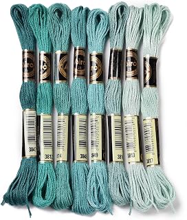 70 Yards Handmade Polyester Embroidery Floss Crewel Cross Stitch Threads 0.5mm 6-Ply Embroidery Thread Bulk for Beginners Adult DIY Sewing Knitting Supplies (Light Sea Green)
