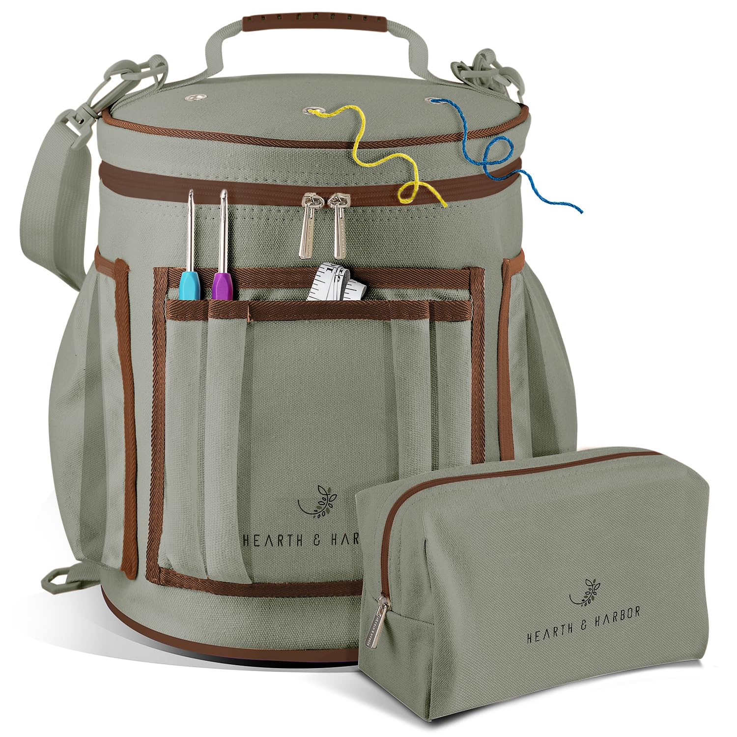 Hearth &amp; Harbor Crochet Bag Organizer – Durable Knitting Bag, Yarn Organizer