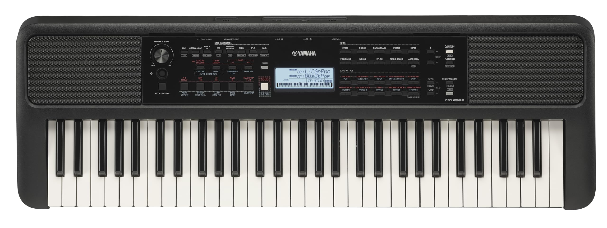 Yamaha 61 Touch Sensitive Keys Portable Keyboard for Beginners with Music Rest, 