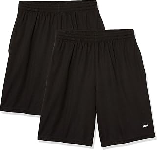 Amazon Essentials Men's Athletic Basketball Gym Shorts, Breathable Moisture-Wicking Loose-Fit with Elastic Waist, Pack of 2
