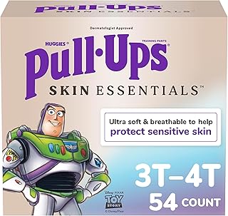 Pull-Ups Boys Skin Essentials Training Pants, 3T-4T, 54 Ct | Hypoallergenic, Dermatologist Tested, Disposable, Soft & Breathable, Fragrance Free, No Harsh Ingredients, Gentle on Skin