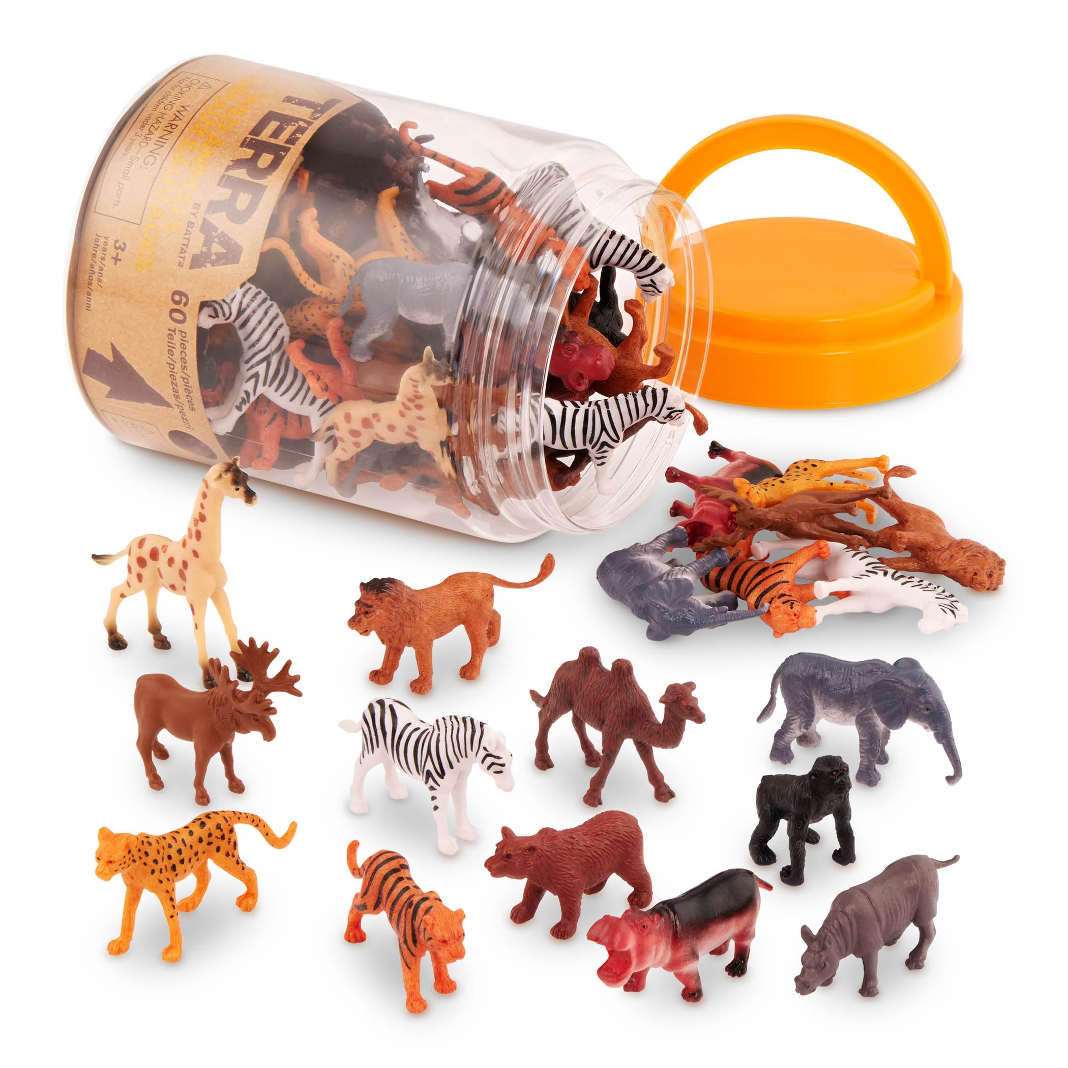 Terra by Battat Wild Animal Figurines Tube, 60 Mini Safari Figures, Animals | 60