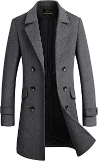 Men's Premium Wool Blend Double Breasted Long Pea Coat