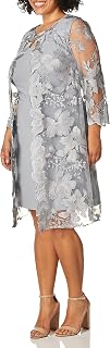 Alex Evenings Women's Midi Dress with Round Neck and Jacket (Petite and Regular) Special Occasion Dress