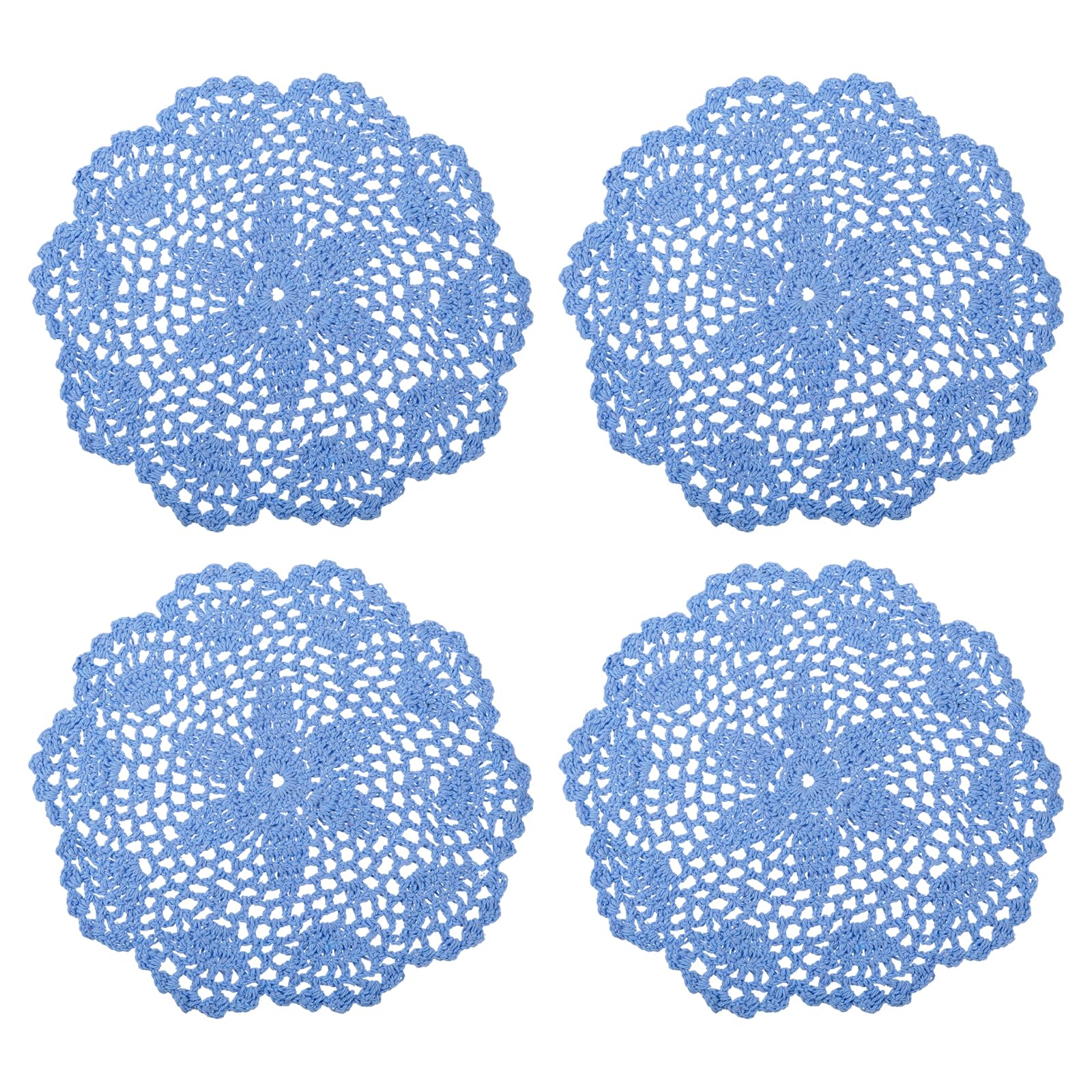 4 Pieces Crochet Handmade Crochet Cotton Placemats Handmade Round Lace Placemats