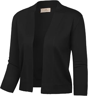GRACE KARIN Women's 3/4 Sleeve Cropped Cardigan Knit Sweaters Lightweight Open Front Shrug Bolero S-3XL