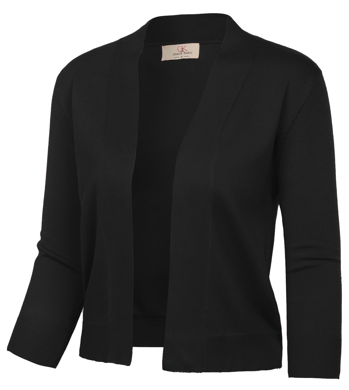 GRACE KARIN Women's 3/4 Sleeve Cropped Cardigan Knit Sweaters Lightweight Open F