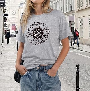グラフィックプリントTシャツ 女性用 カジュアル クルーネック 半袖 Tシャツ トップス ゆったりフィット 旅行 ストリートウェア デイリーアウトフィット
