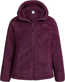 Pioneer Camp Women's Fuzzy Fleece Jacket Full Zip Up Lightweight Warm Soft Fleece Coat with hood for Spring Fall Winter
