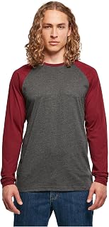 Build Your Brand Men's Contrast Raglan Long-Sleeved Shirt T-Shirt
