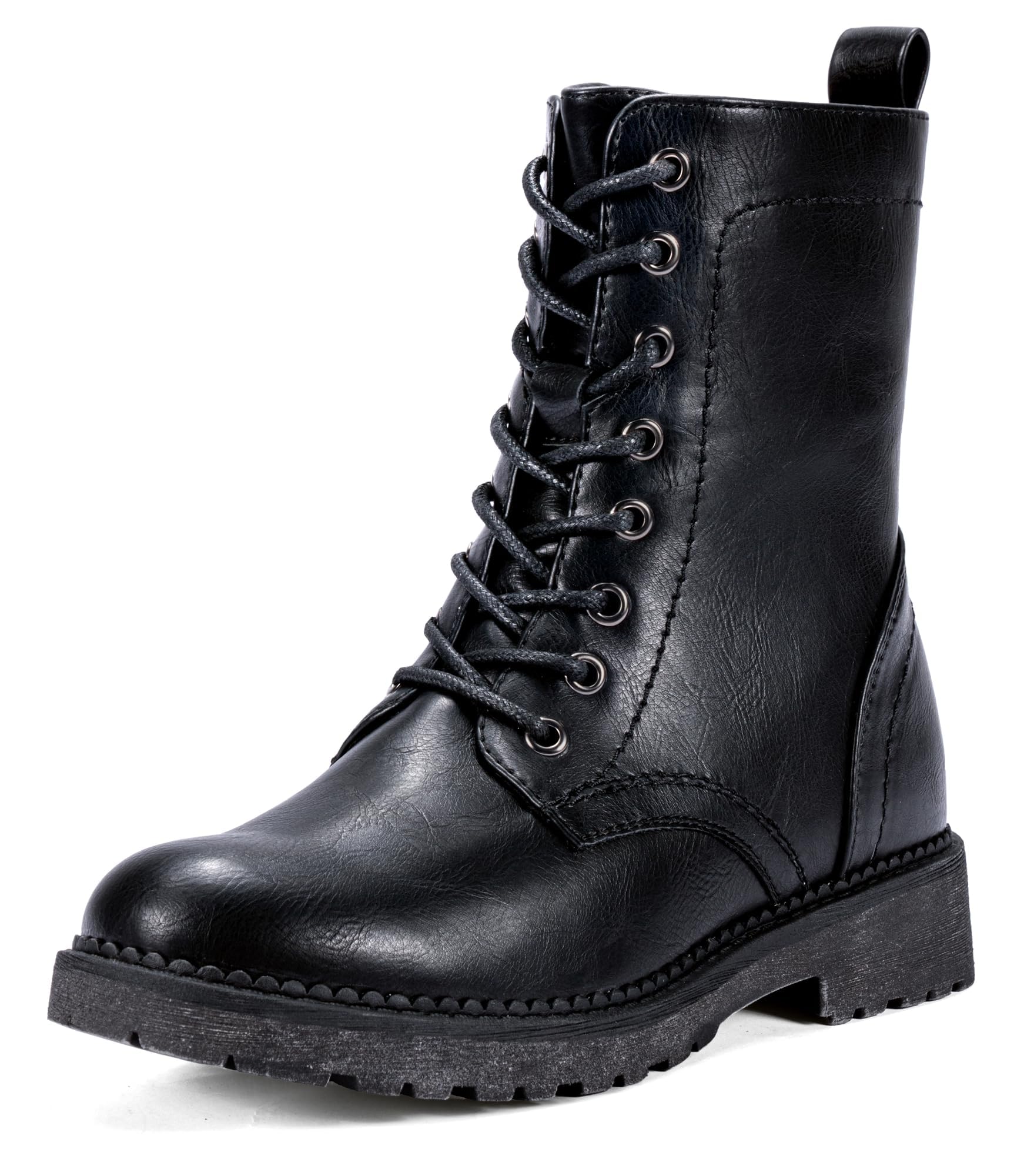 Women's Lace Up Combat Ankle Boots, Low Heel Moto Fall Booties