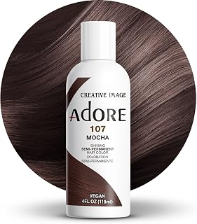 Adore Semi Permanent Hair Color, 107 Mocha, 4 Fl Oz | Vegan & Cruelty-Free Brown Hair Dye | No Ammonia, No Peroxide, No Alcohol