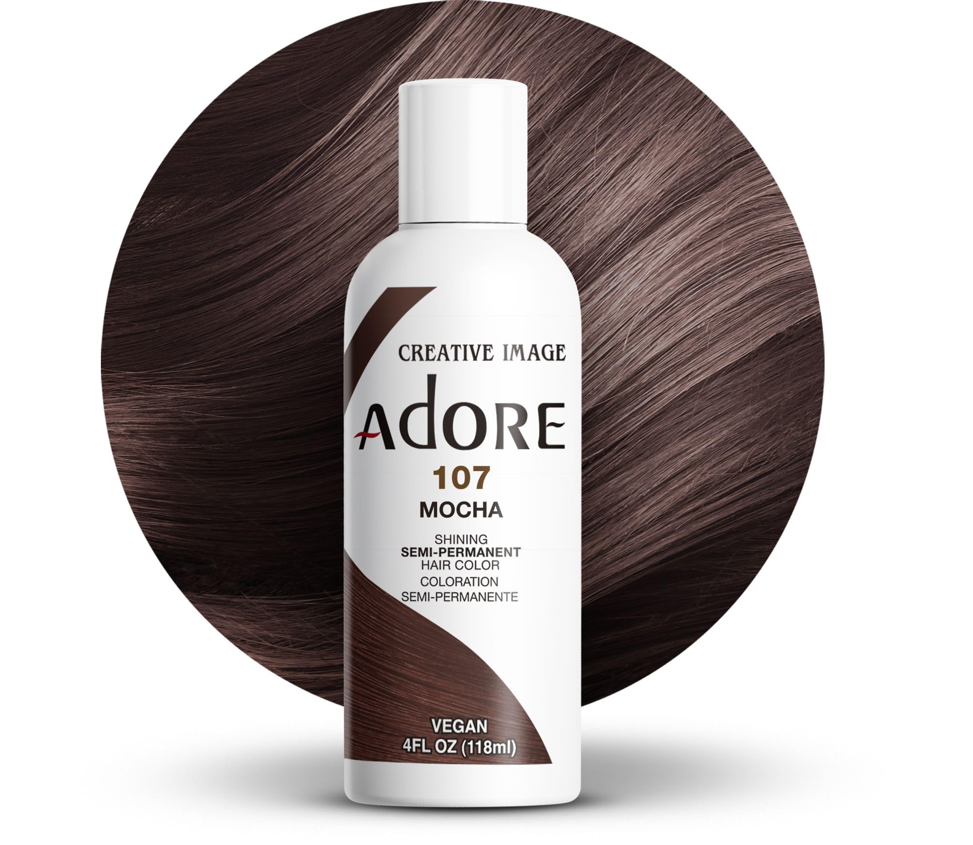 Adore Semi Permanent Hair Color, 107 Mocha, 4 Fl Oz | Vegan & Cruelty-Free Brown