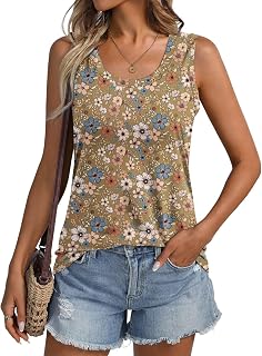 ORANDESIGNE Women Floral Print Tank Tops Sleeveless Round Neck Shirts Summer Casual Flowy Tops Loose Dresses 2025