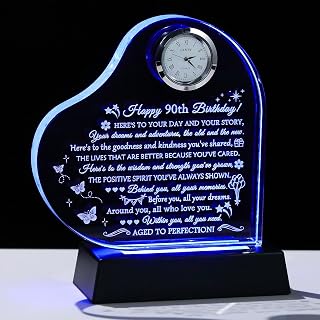 Movdyka 90th Birthday Gifts for Women Men Decorations Glass Night Light