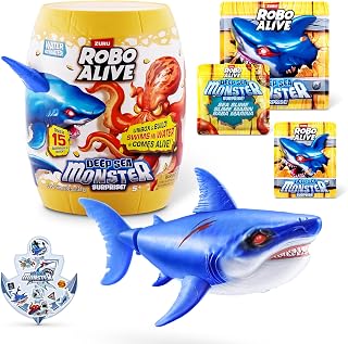 Robo Alive Deep Sea Monster Surprise (Shark) by ZURU, Surprise Unboxing and Electronic Animal Toy for Boys