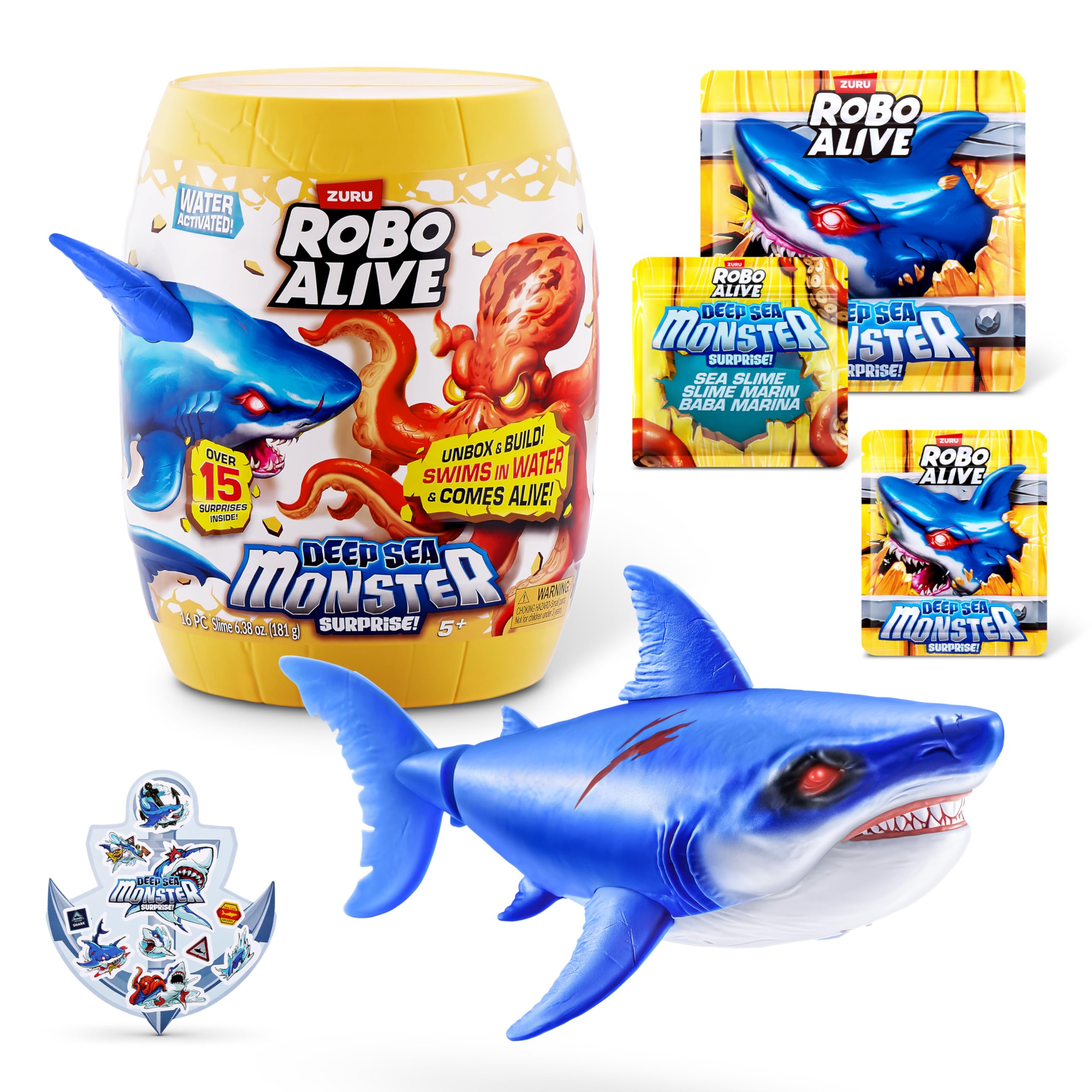 Robo Alive Deep Sea Monster Surprise (Shark) by ZURU, Surprise Unboxing and Elec