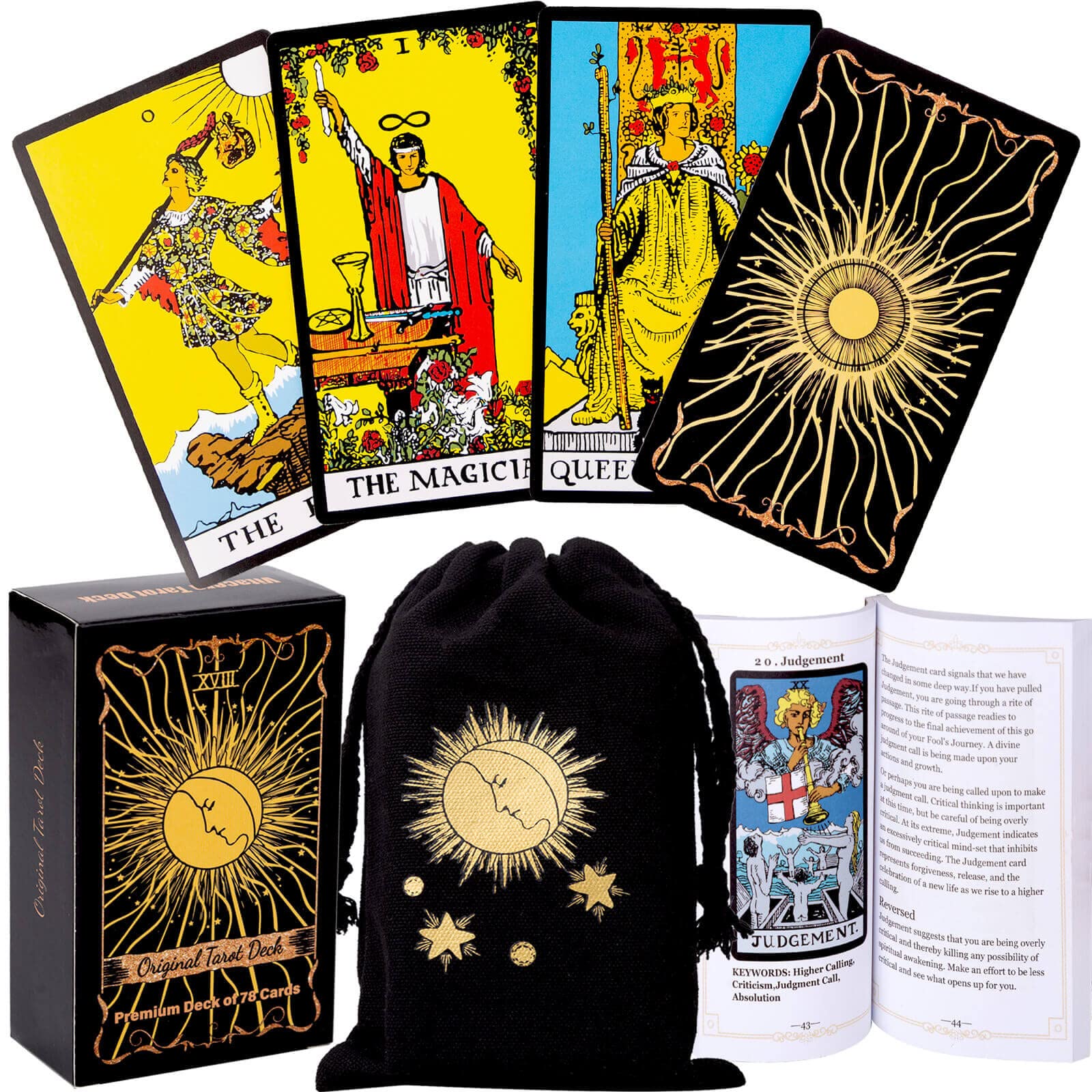 The Original Tarot Cards Deck with Guidebook and Linen Bag for Beginners | Brigh