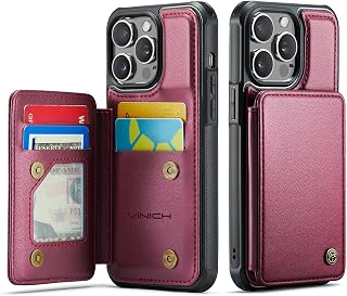 Vinich for iPhone 13 Pro Max Wallet Case with Card Holder, Case for iPhone 13 Pro Max with RFID Blocking for Women Men, Durable Kickstand Shockproof Phone Case for iPhone 13 Pro Max, Red