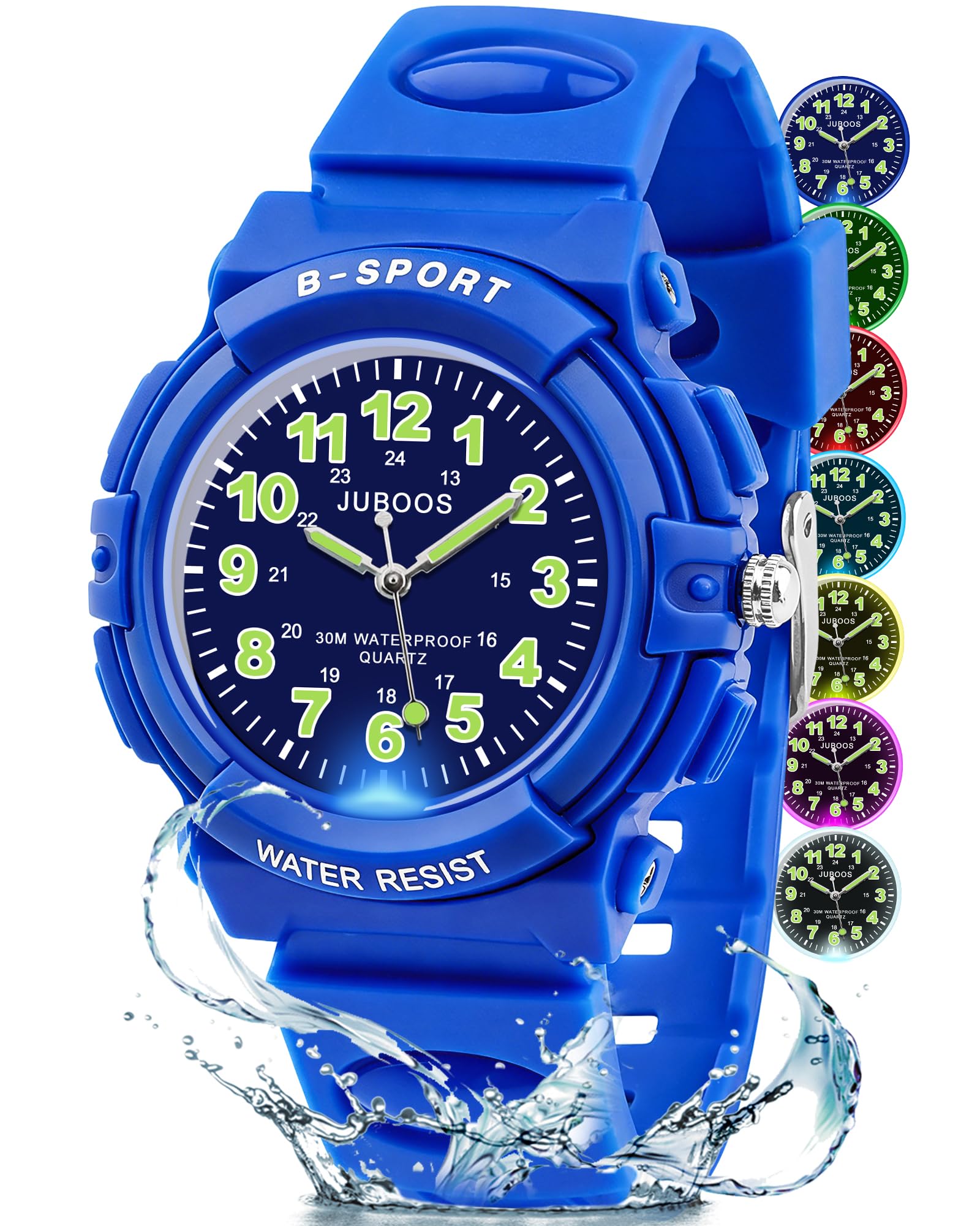 Juboos Kids Watches with Time Teaching Analog Quartz 7 Colour Dial 5 to16