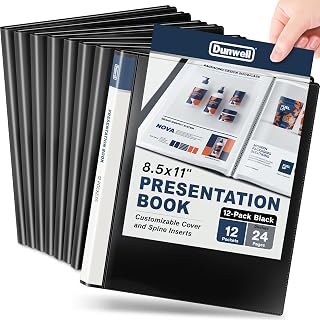 Dunwell 12-Pocket Presentation Binder 8.5x11, 24-Page Portfolio, 12-Pack | 12-pack presentation binders each feature 12 pockets with 24 viewable pages for documents, certificates, and photos.