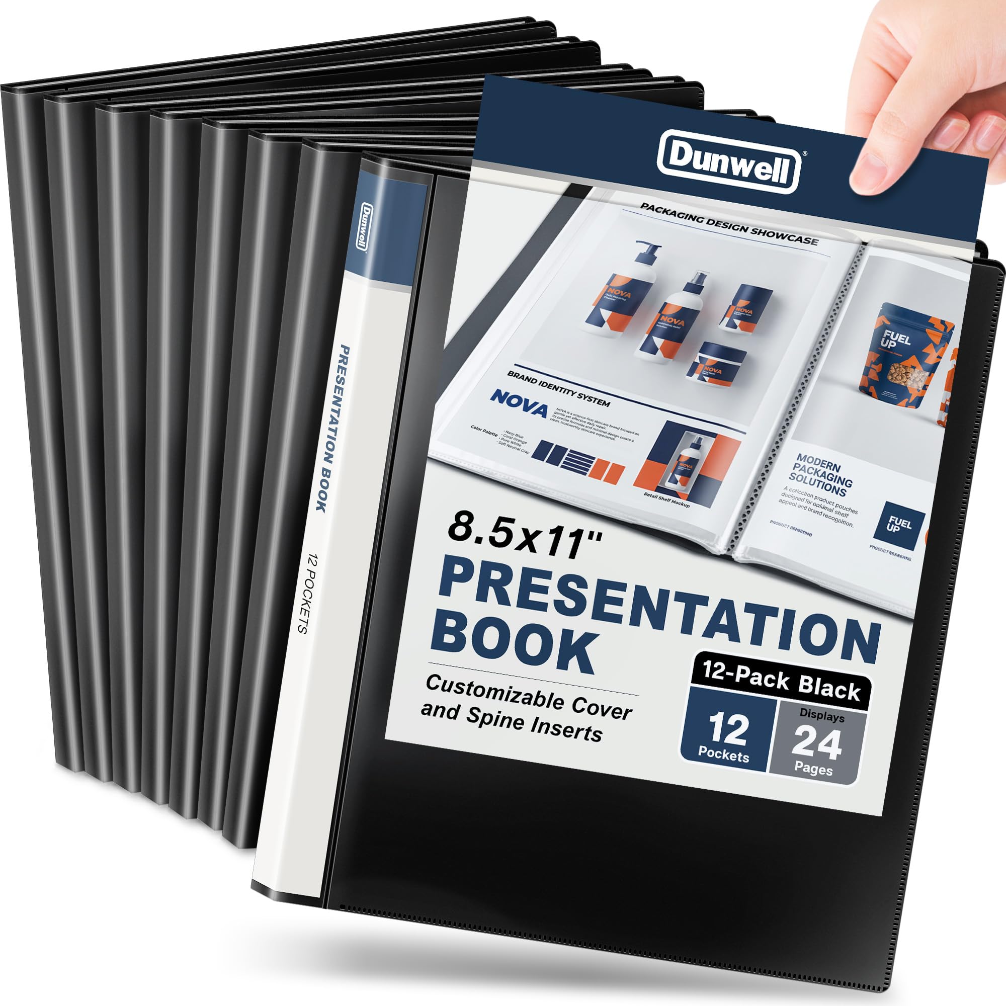 Dunwell 12-Pocket Presentation Binder 8.5x11, 24-Page Portfolio, 12-Pack | 12-pa