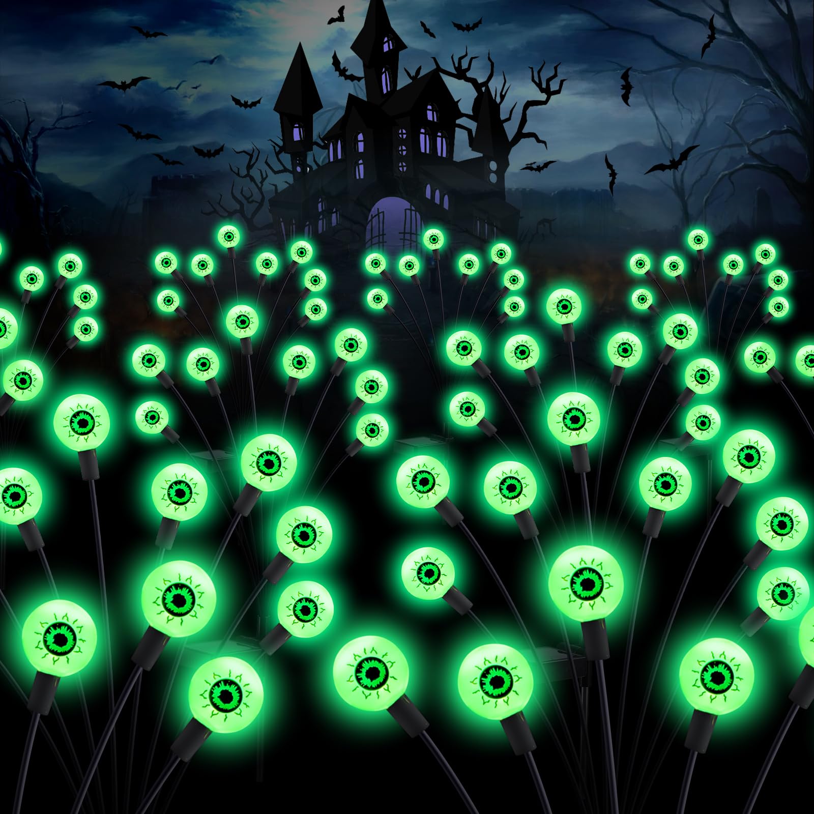 ASMAD Halloween Decorations Outdoor Solar Scary Eyeball Lights,4Pack 32LEDs | Ha