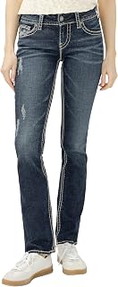 Silver Jeans Co. Women's Suki Mid Rise Curvy Fit Straight Leg Jeans Jeans