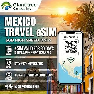 Mexico eSIM 30-Day 5GB High-Speed Data (Delivered via email Within 1 Hour. Please Disregard The Delivery Date) Mexico sim Card