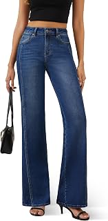 FLYING BANANA Women's Trendy High Waisted Wide Leg Jeans Stretchy Denim Pants