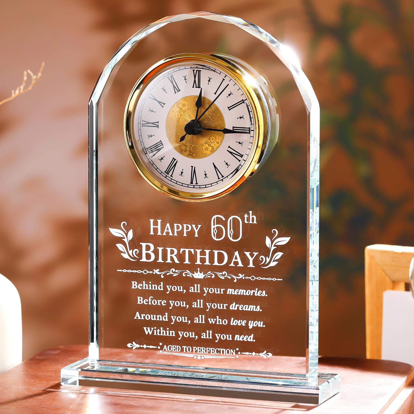 Arikyrist 60th Birthday Gifts Glass Clock Turning 60 Year Old Ornaments