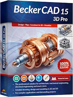 BeckerCAD 15 3D PRO - for Printing, Home Design, Floor Plan, Architecture, Engineering, Electric and more software compatible with AutoCAD for Win 11, 10, 8