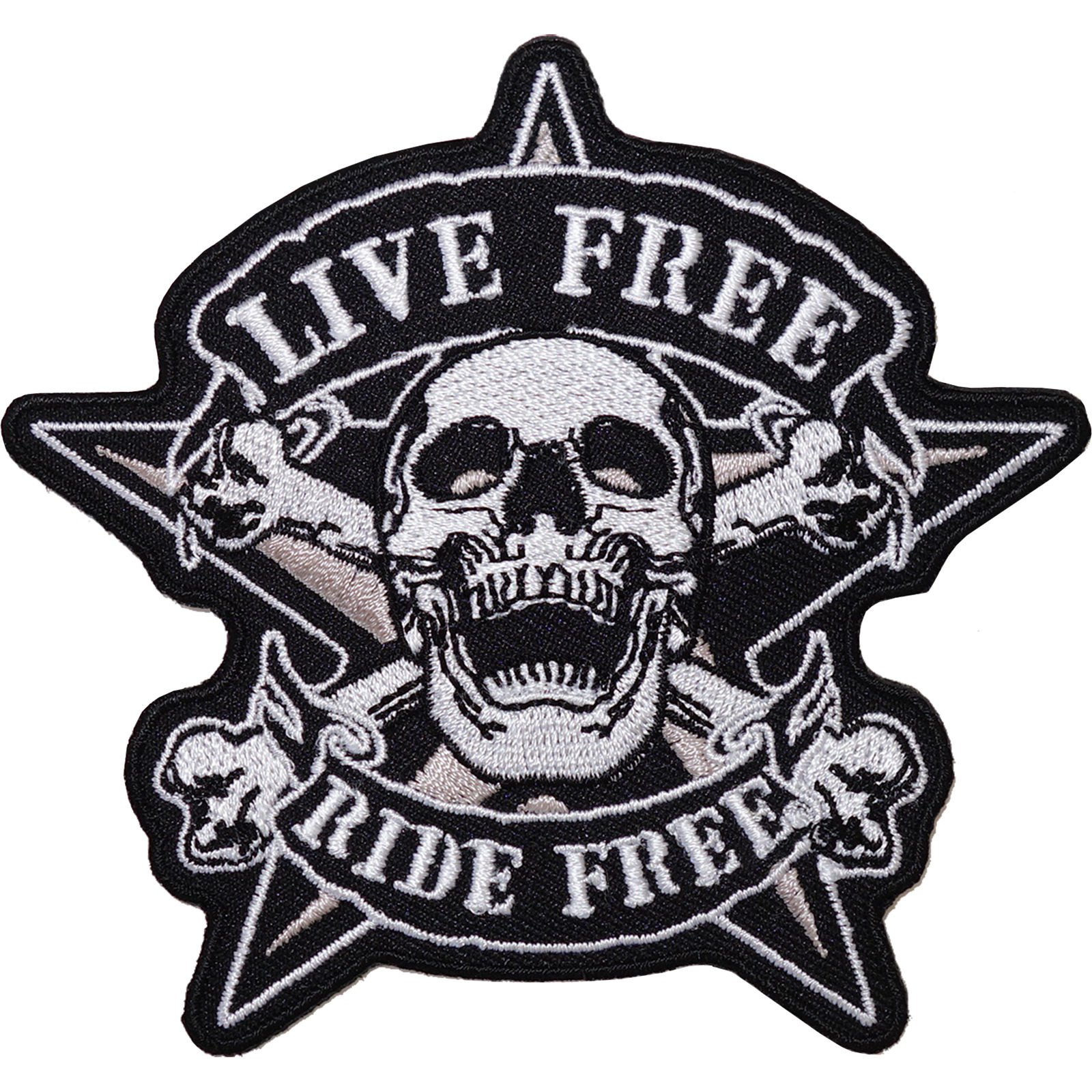 ELLU Live Free Ride Free Embroidered Iron Sew On Patch Motorcycle Jacket Black B