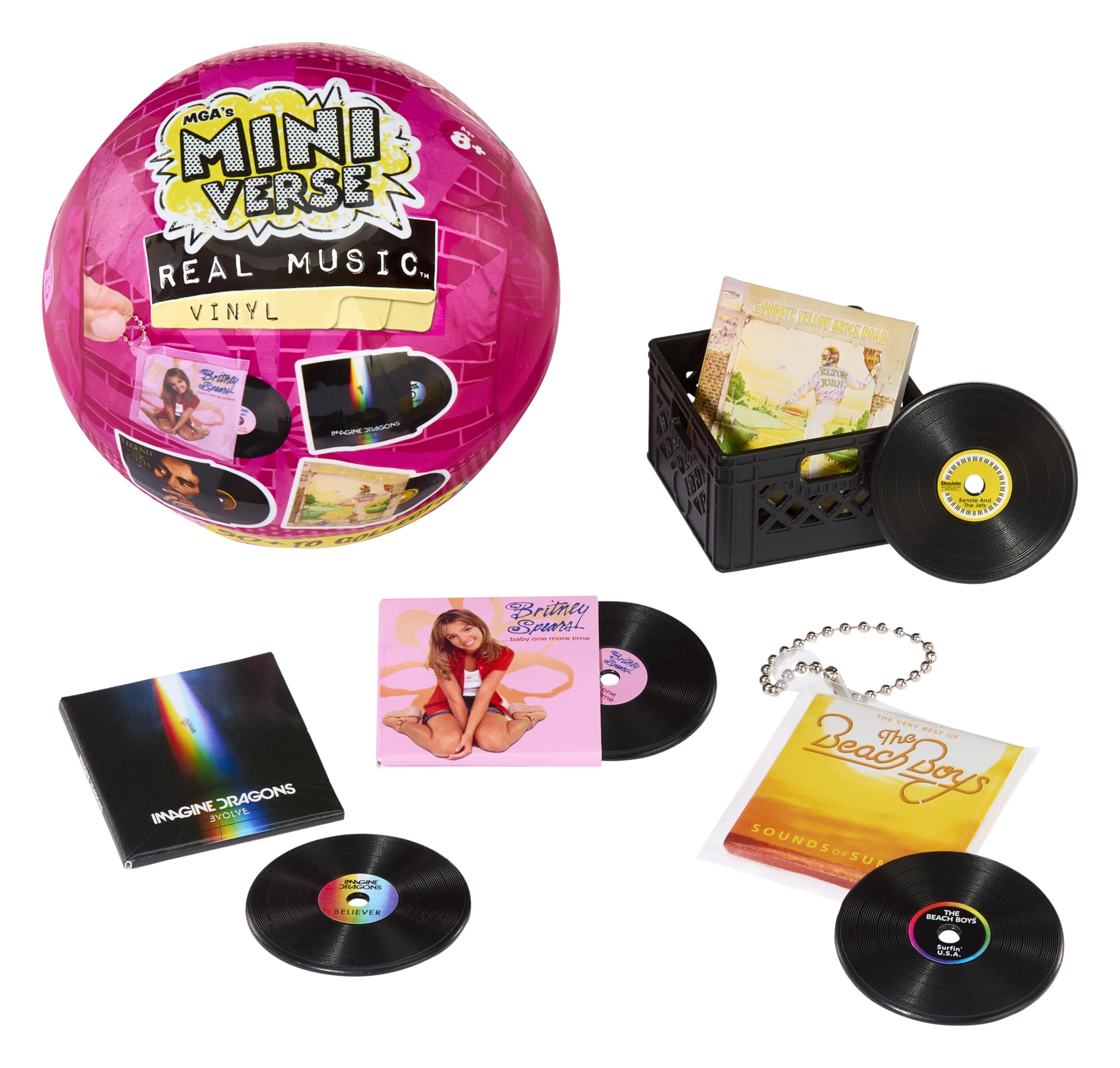 MGA's Miniverse Real Music Vinyl Mystery Blind Packaging, Mini Playable Records,