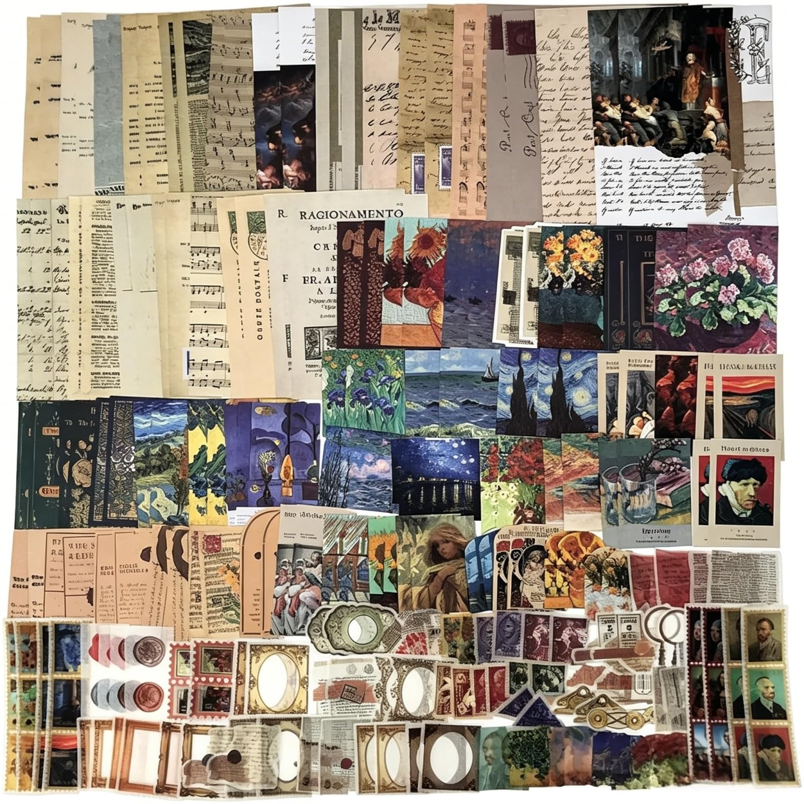 Esweny 200PCS Vintage Scrapbooking Supplies Kit for Journaling, Junk Journal Pla