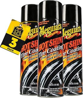 Meguiar's Hot Shine High Gloss Tire Coating, 15 Oz, 3 Pack | Get Long-Lasting Tire Protection and Glossy Tires with a Wet Look Shine