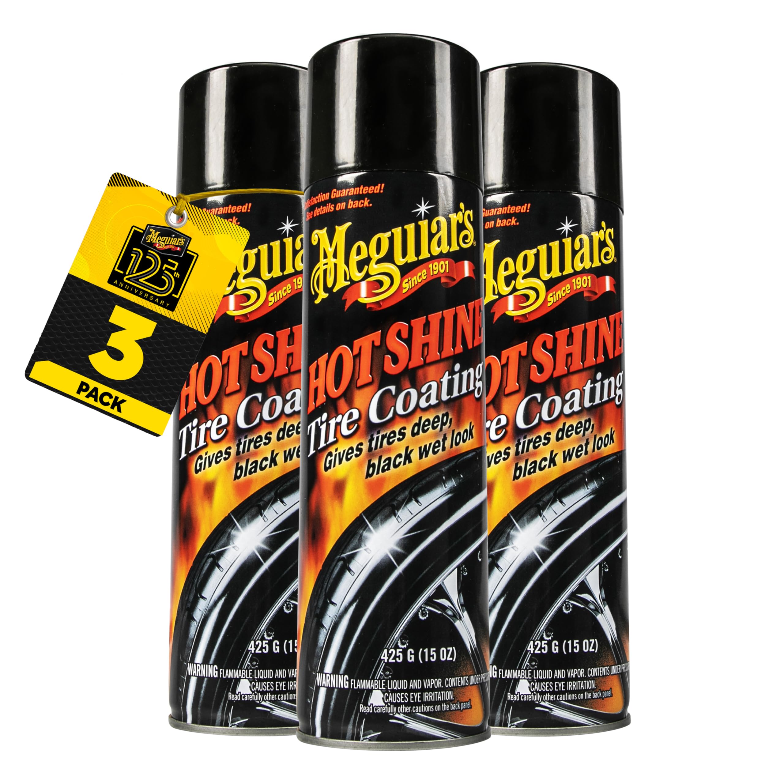 Meguiar's Hot Shine High Gloss Tire Coating, 15 Oz, 3 Pack | Get Long-Lasting Ti