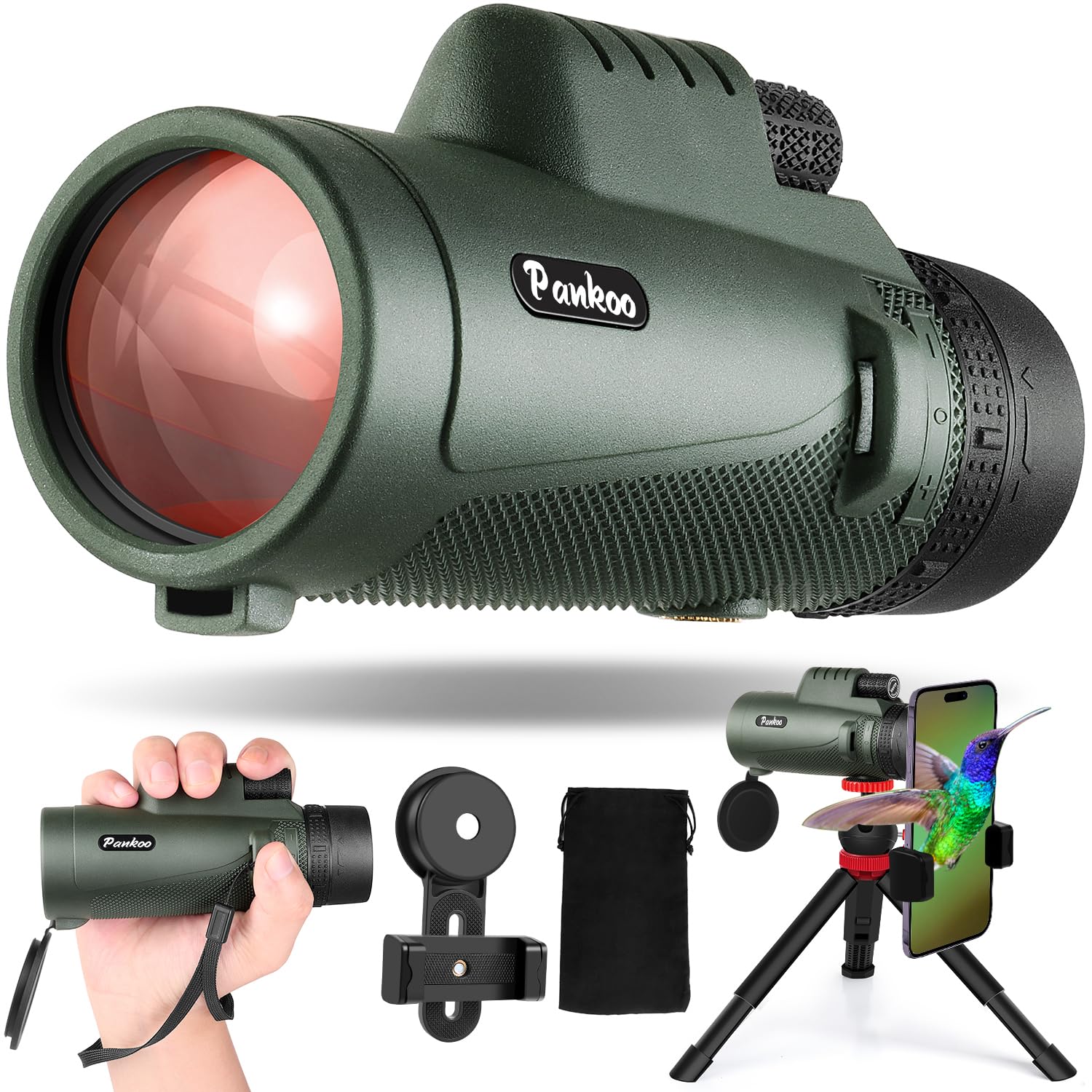Pankoo 40X60 Monocular Telescope with Smartphone Holder & Upgraded Tripod, 2025 