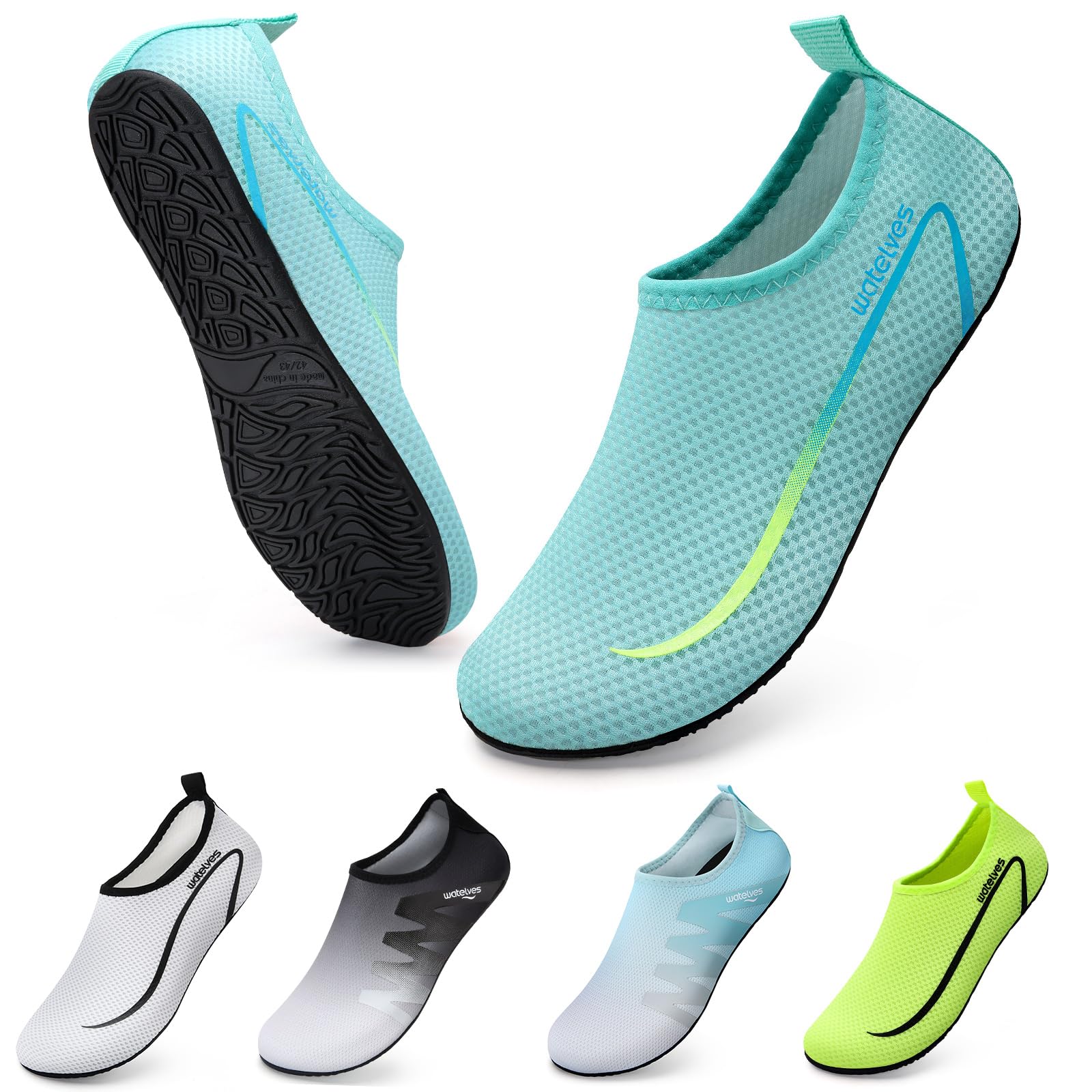 WateLves Women's Men's Quick Dry Super Lightweight Non-Slip Water Shoes for Beac