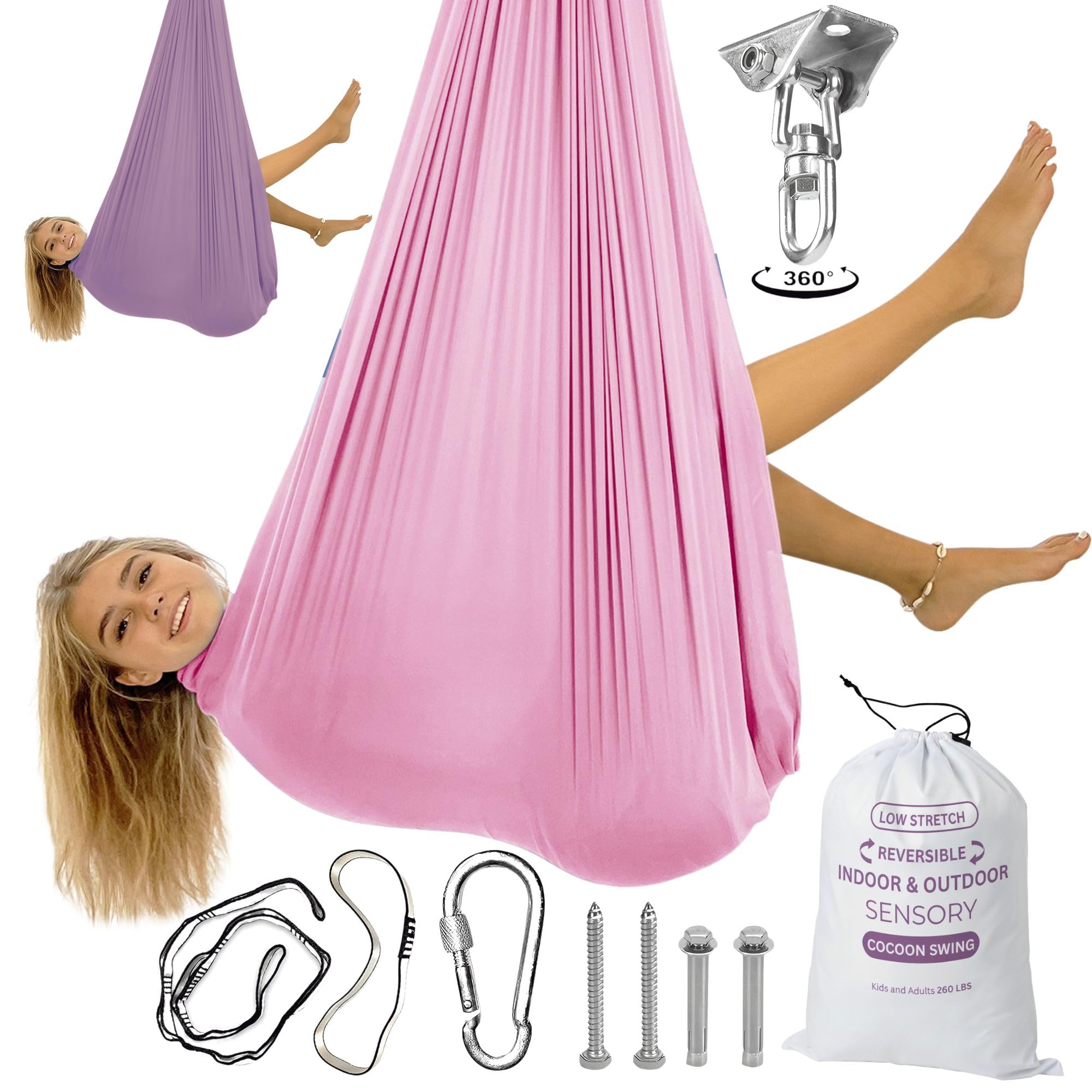 Bradoro Double Layer Reversible Sensory Swing | Outdoor and Indoor Swing for Kid
